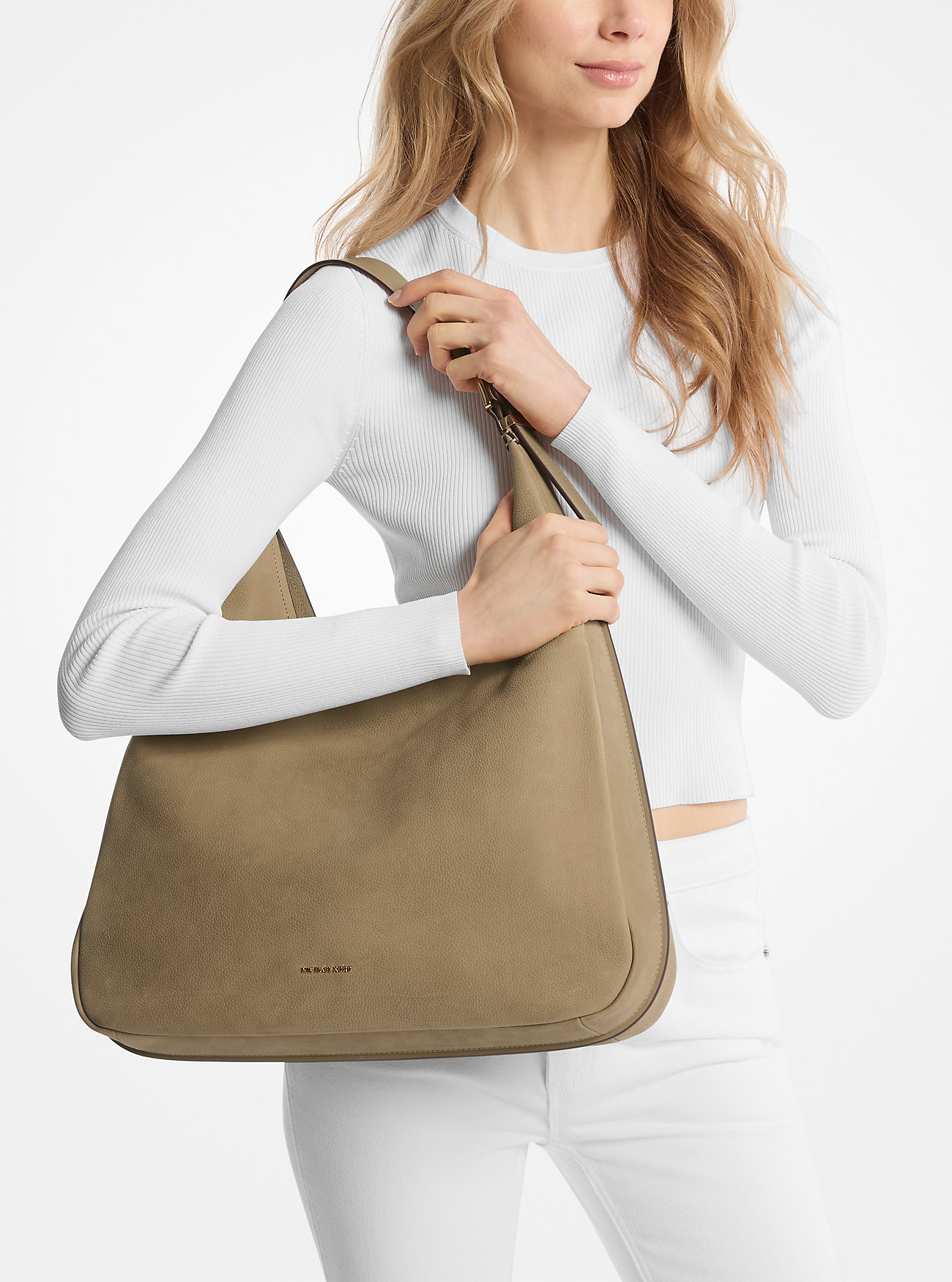 Nolita Large Nubuck Hobo Shoulder Bag - HUSK