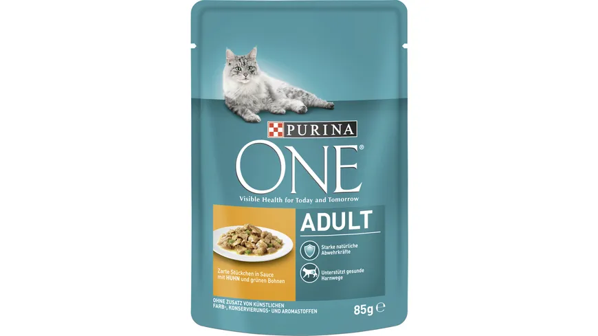 PURINA ONE Adult mit Huhn und grünen Bohnen Katzennassfutter 24x85g Portionsbeutel 85 g