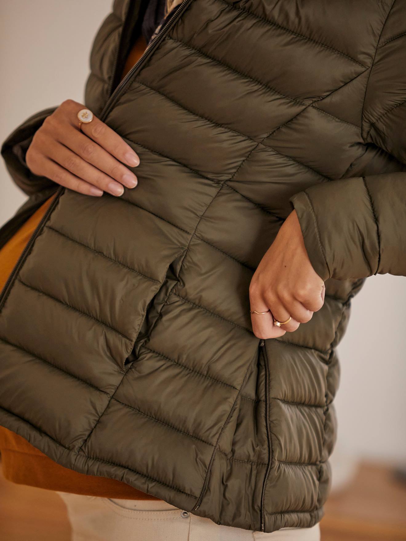 Vertbaudet Leichte Umstands-Steppjacke, Tragejacke, Recycling-Polyester - dunkelgrün