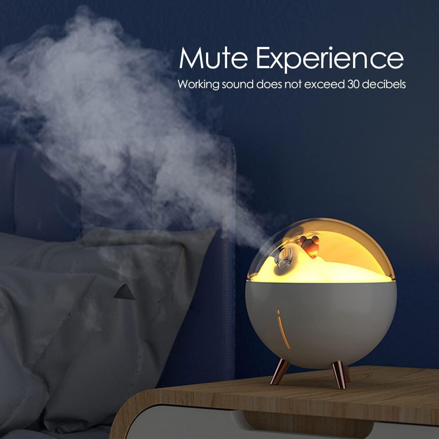 Perfine Luftbefeuchter Tragbarer Mini-Luftbefeuchter mit Nachtlicht - USB-Luftbefeuchter., 260ml kühler Nebel, automatische Abschaltung-für Desktop Schlafzimmer