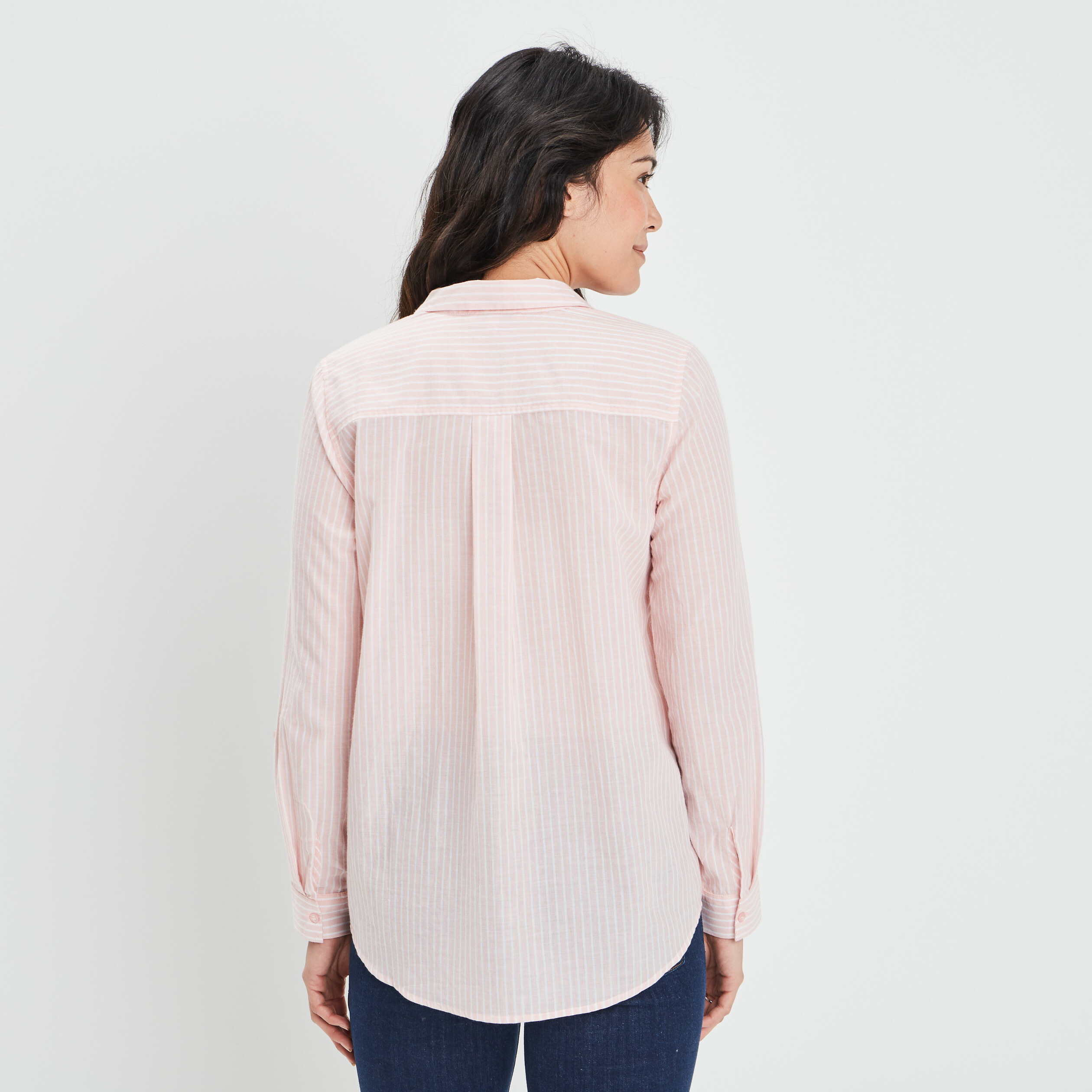 Chemise manches retroussables rose clair femme | La Halle