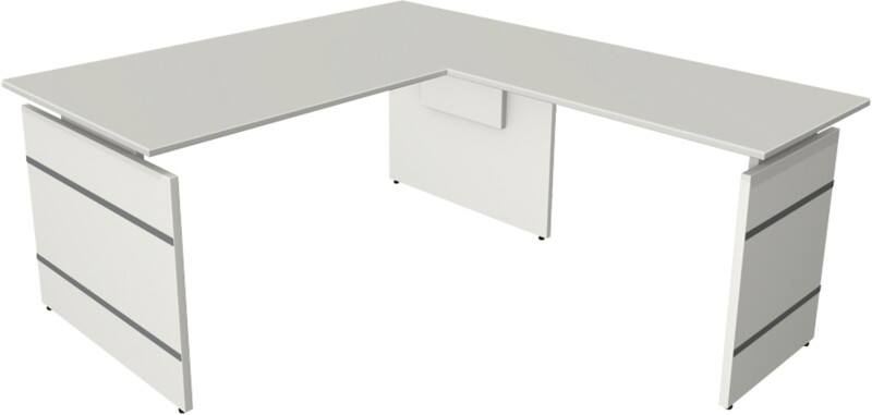 Kerkmann 11464611 Form 4 Höhenverstellbar Sitz-Stehschreibtisch L-förmig Weiß 1.600 x 1.800 x 760 mm