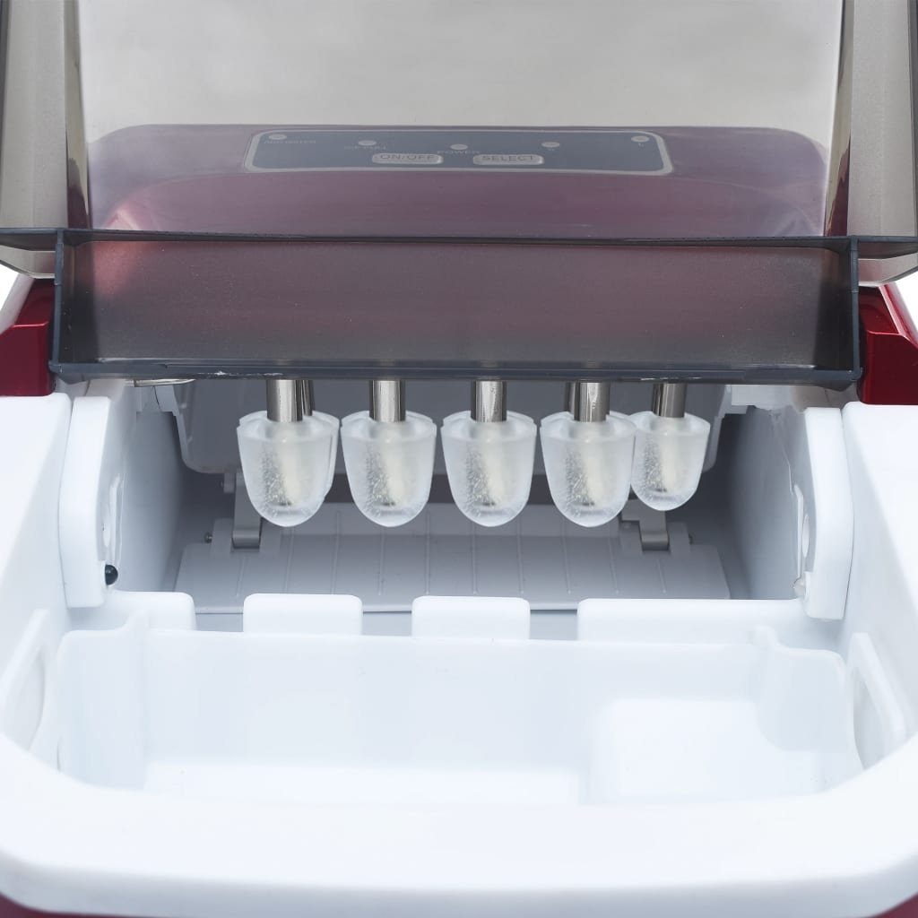 vidaXL Eiswürfelmaschine Eiswürfelbereiter Rot 1,4 L 15 kg / 24 h