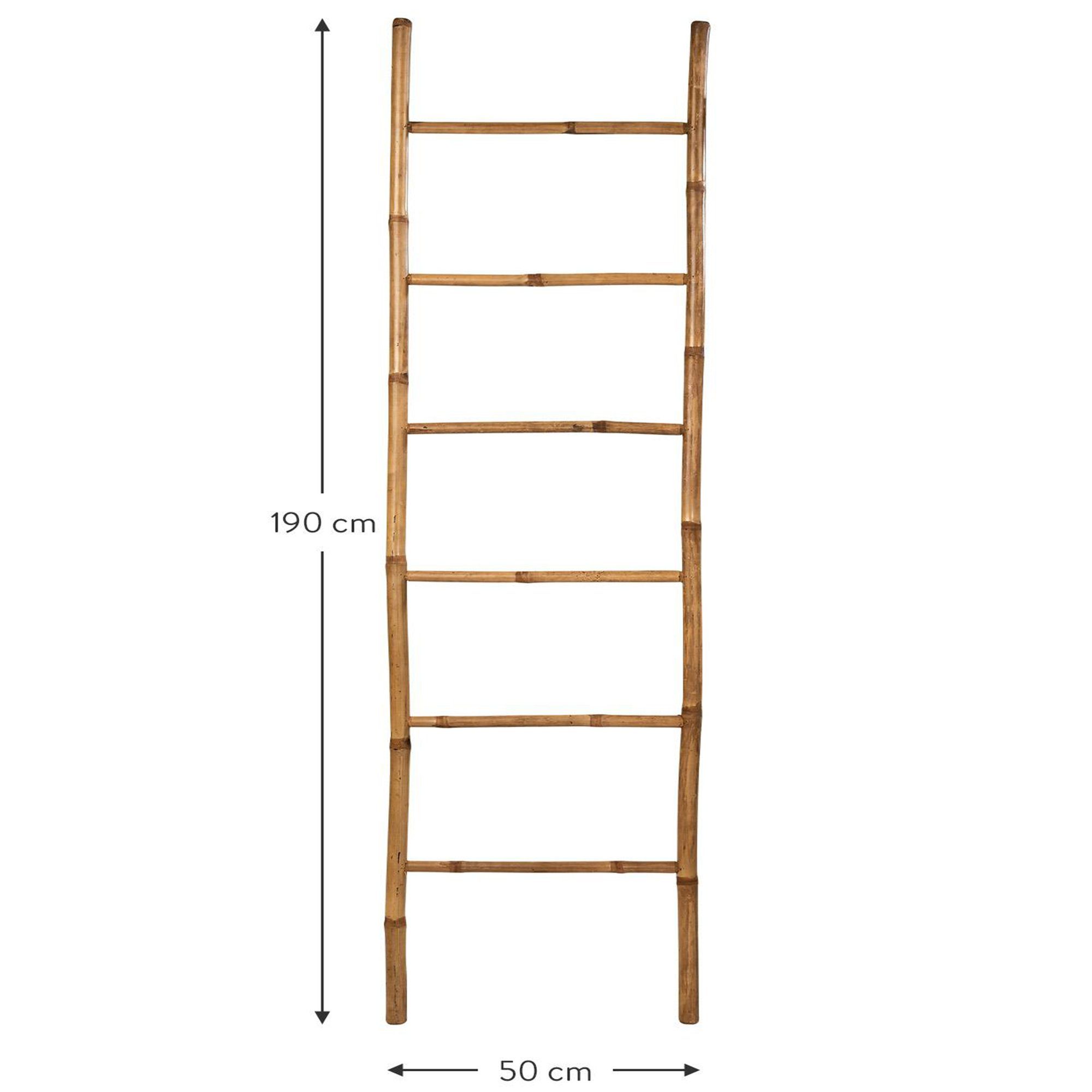 dasmöbelwerk Leiterregal Leiter-Regal Bambus 6 Sprossen Handtuchleiter Dekoleiter 190cm, 6 Sprossen