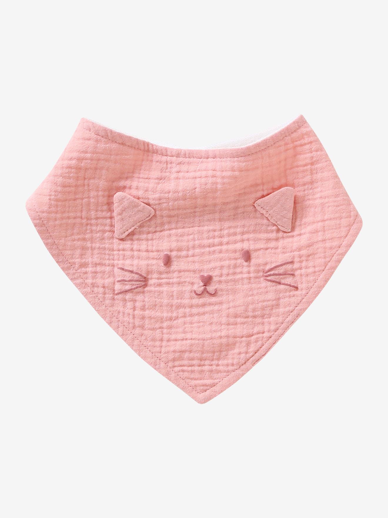 Lot de 3 bavoirs bandanas en gaze de coton vert noel