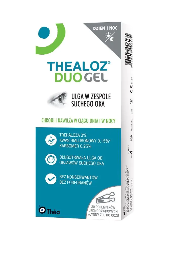 Thealoz Duo Gel UD, skystas akių gelis, vienkartinės dozės talpyklės