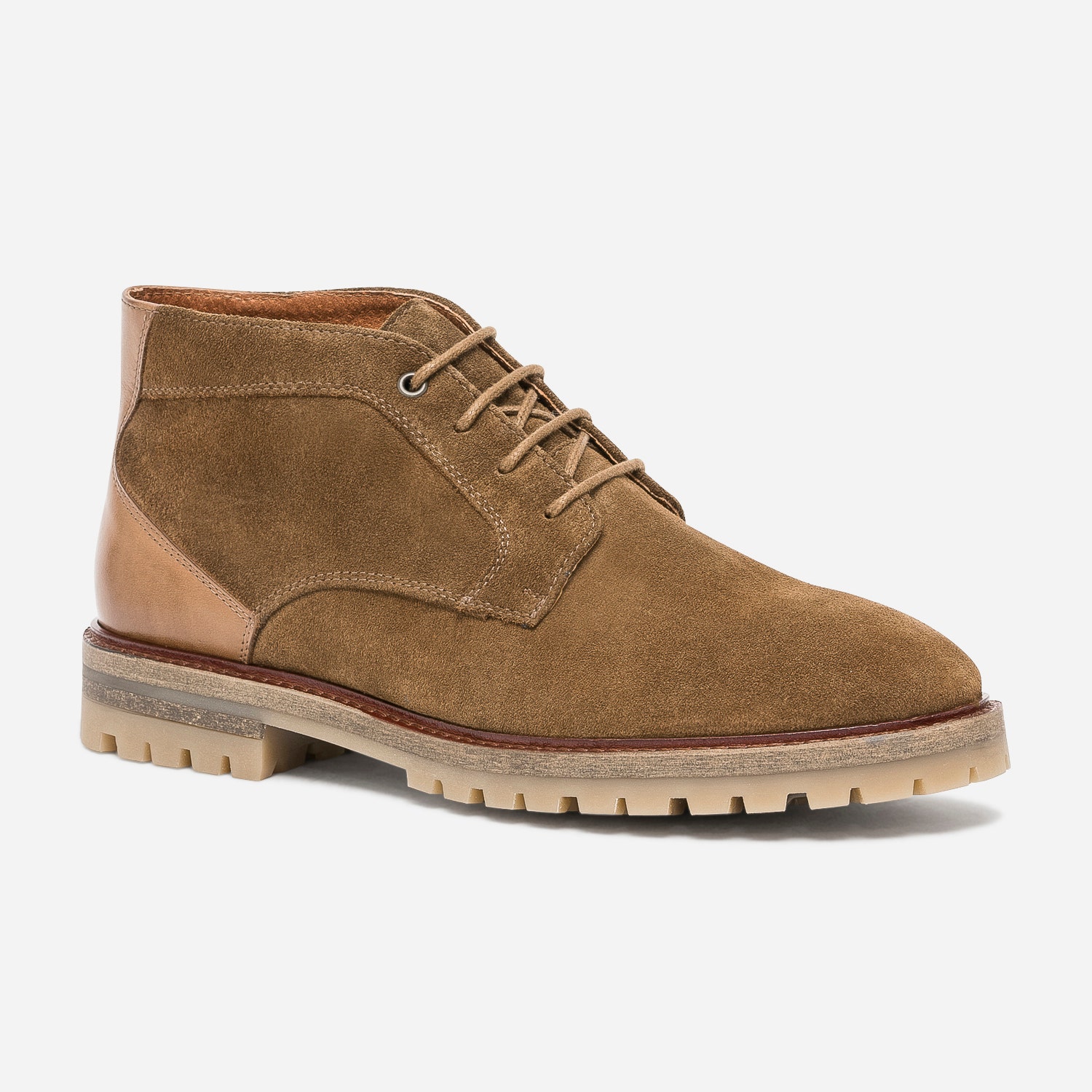Derby marron en cuir velours tige mi-haute