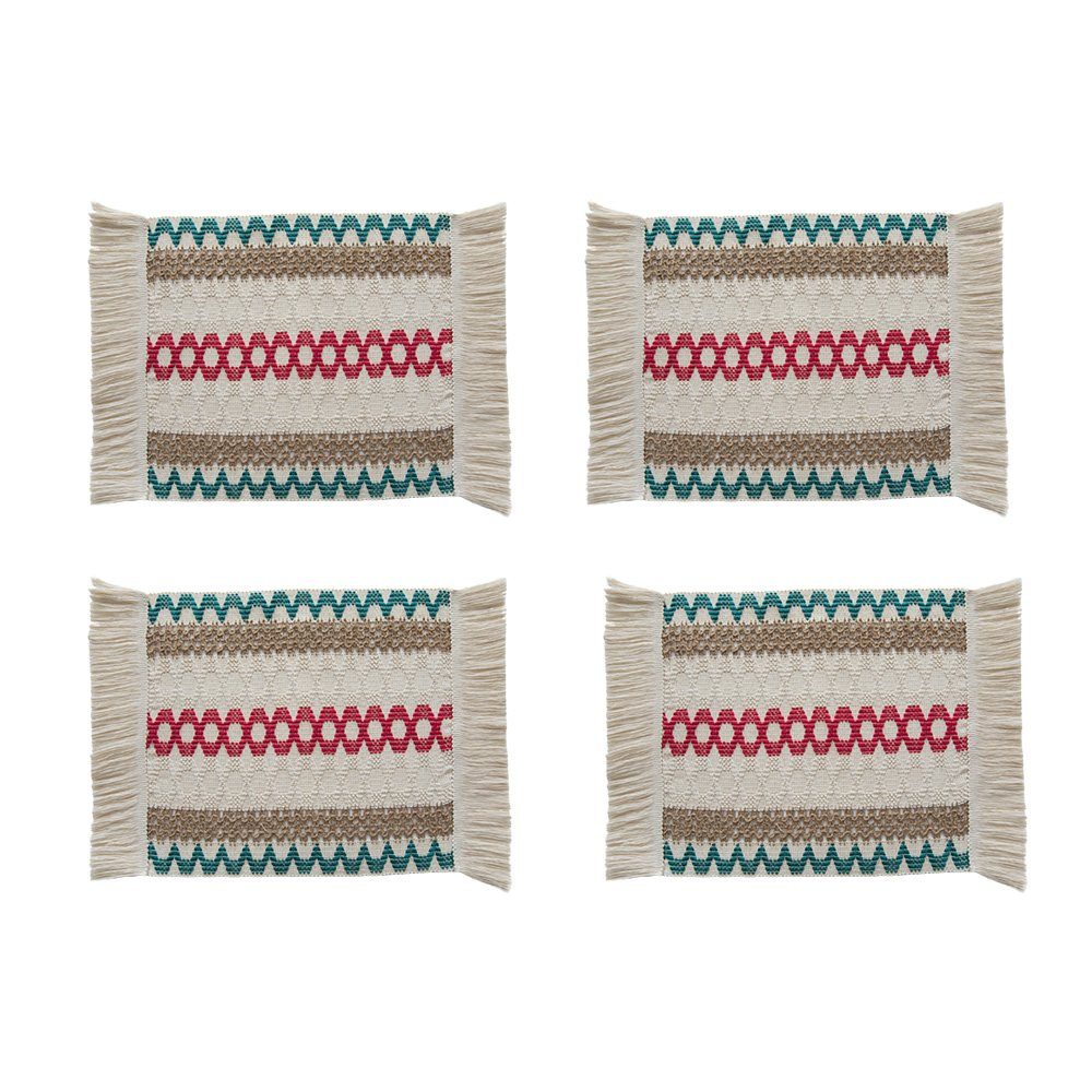 FELIXLEO Tischsitz Tischsets Boho Platzsets mit Quasten handgewebte Baumwolle 4 Stück, (4-tlg)
