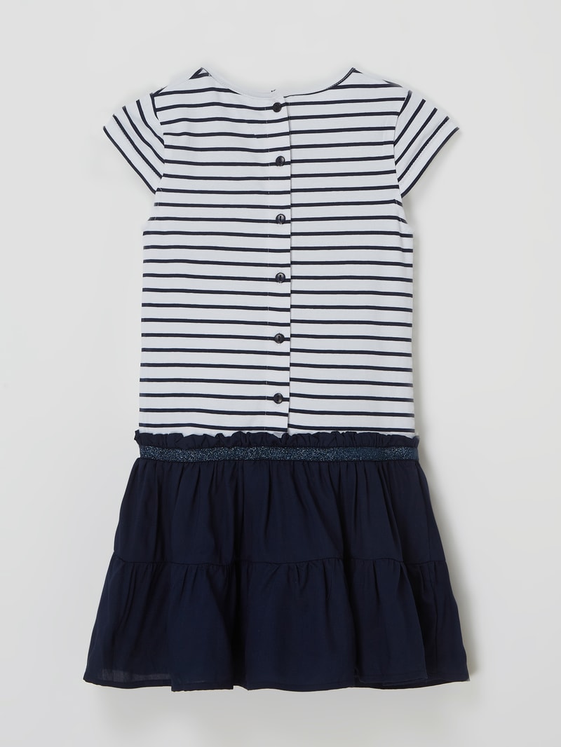 Jerseykleid mit Stickereien in marineblau