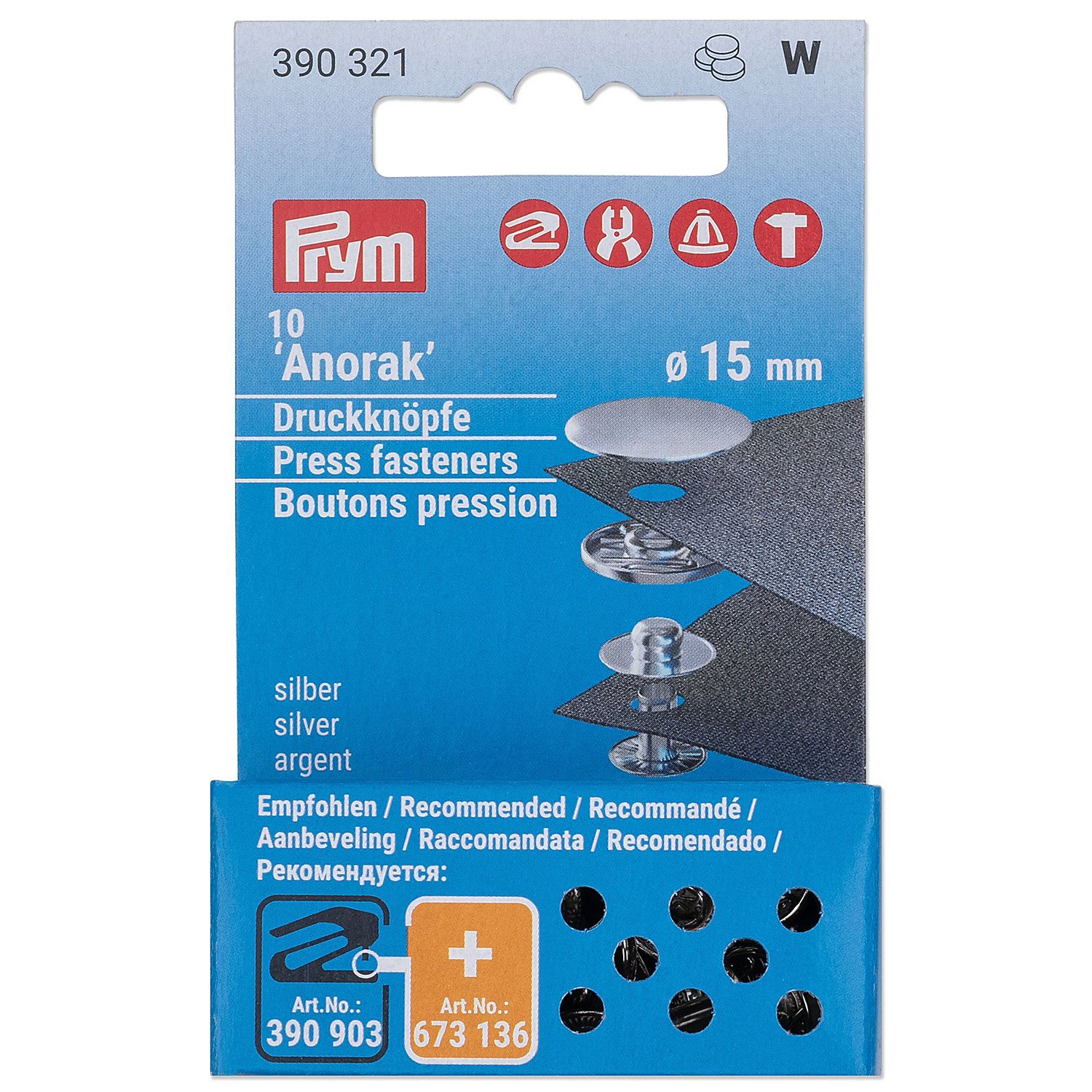 Prym Nachfüllpackung Nähfrei-Druckknöpfe, Größe: 15 mm Ø, Inhalt: 10 Stück
