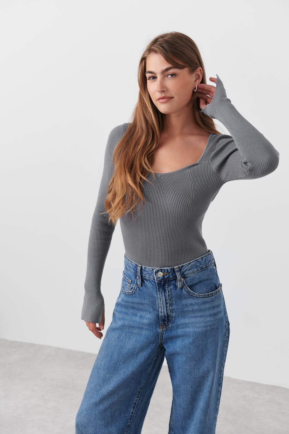 Rib knitted top