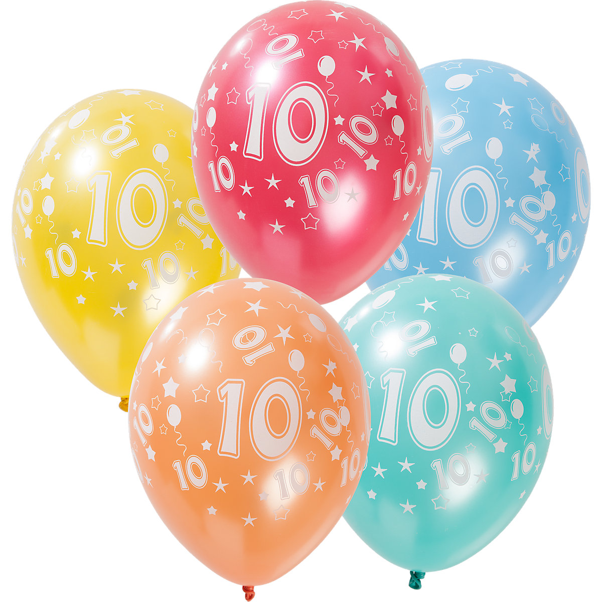 Luftballons Zahl 10, 5 Stück, 30 cm