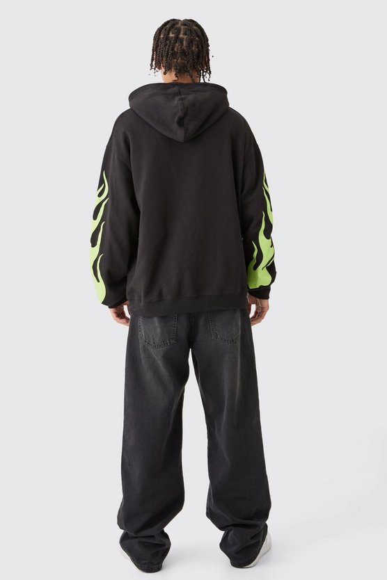 Oversize Limited Edition Hoodie mit Flammen