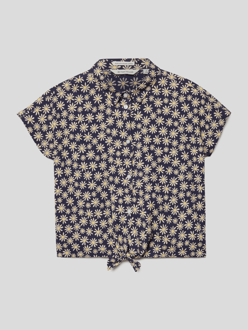 Bluse mit Knoten-Detail in marineblau