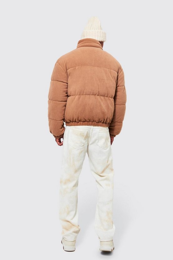 Kastige Fleece Steppjacke mit Trichterkragen