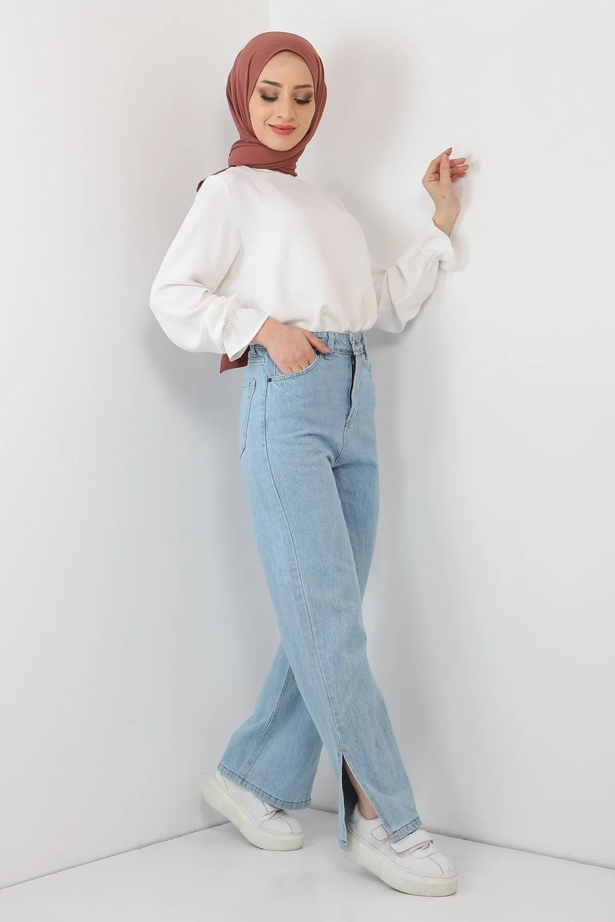 Modamihram  Jeans mit Schlitzen an den Beinen, offene Jeans 6028