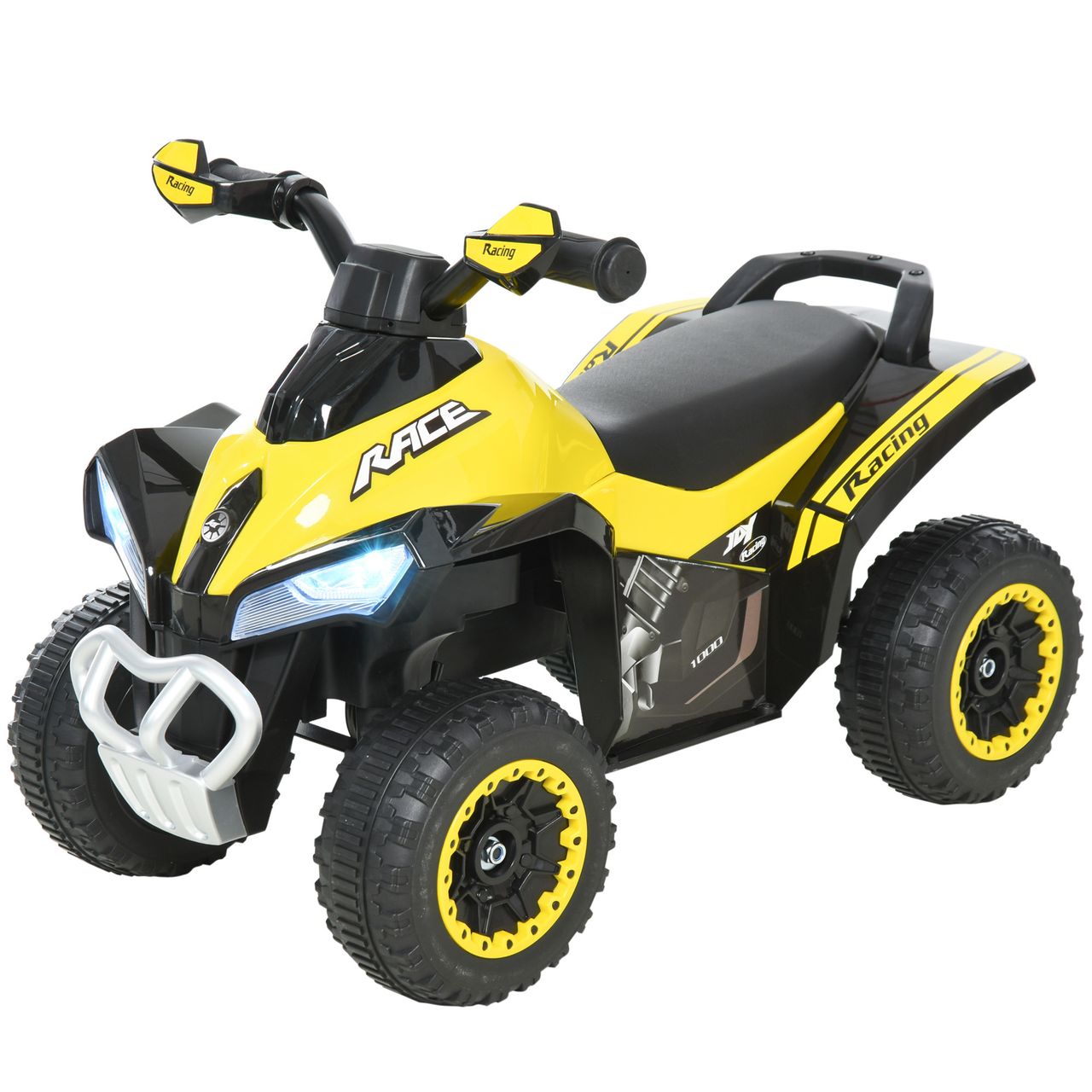 HOMCOM Kinder Rutschauto Tretauto mit Füßen rutschen Kinderauto Kinderfahrzeug für 18-36 Monate Licht Musik Kunststoff Stahl Gelb 67,5 x 38 x 44 cm