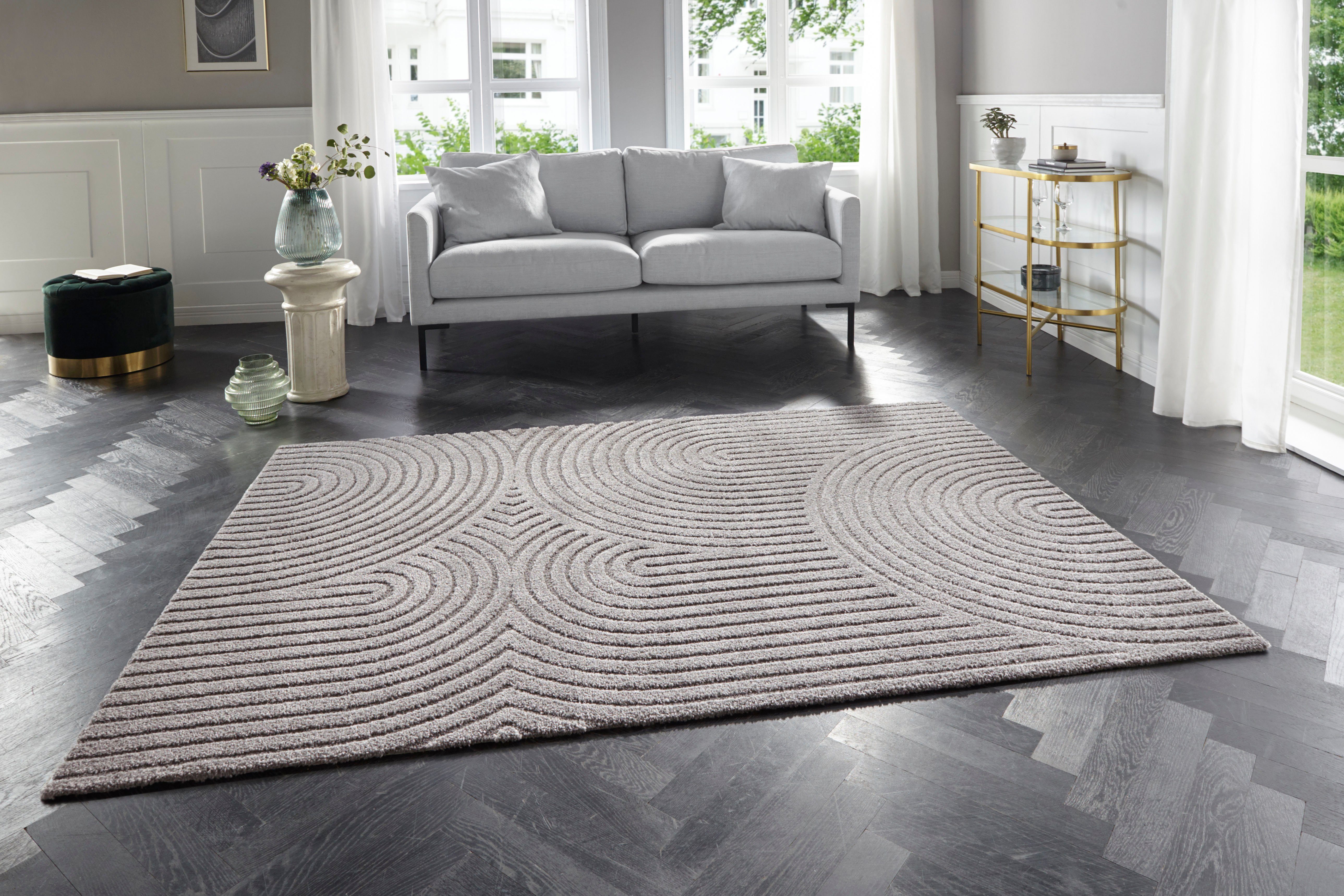 Designteppich Panglao, ELLE DECORATION, rechteckig, Höhe: 14 mm, Flauschiger Kurzflor, Hoch Tief Effekt, Modern, Weich, Wohnzimmer