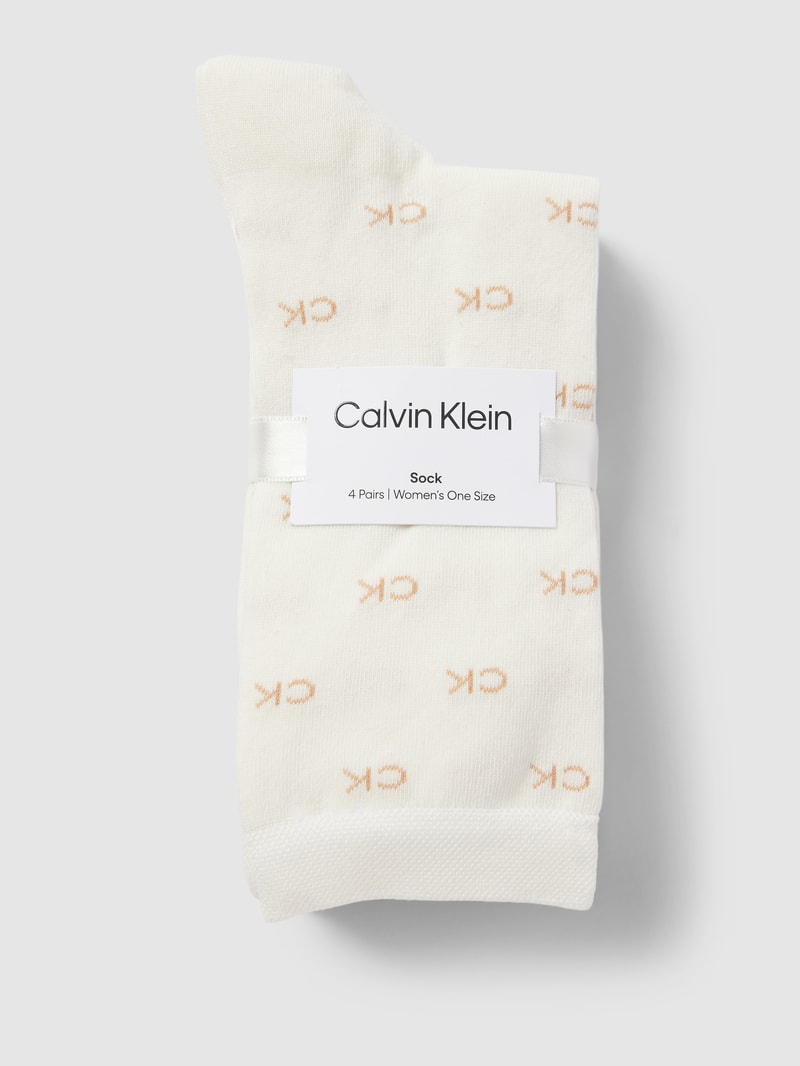 Socken mit elastischen Abschlüssen im 4er-Pack in offwhite