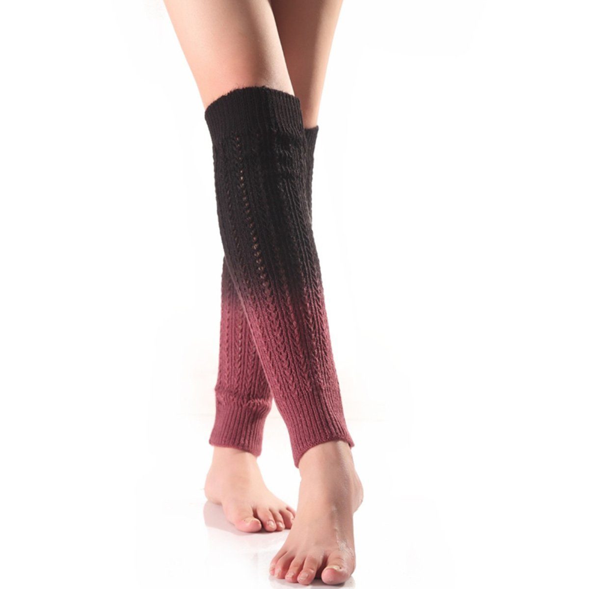 Jormftte Beinstulpen Winter Stulpen Damen Gestrickte Beinwärmer,Lang Stulpe Farbverlauf