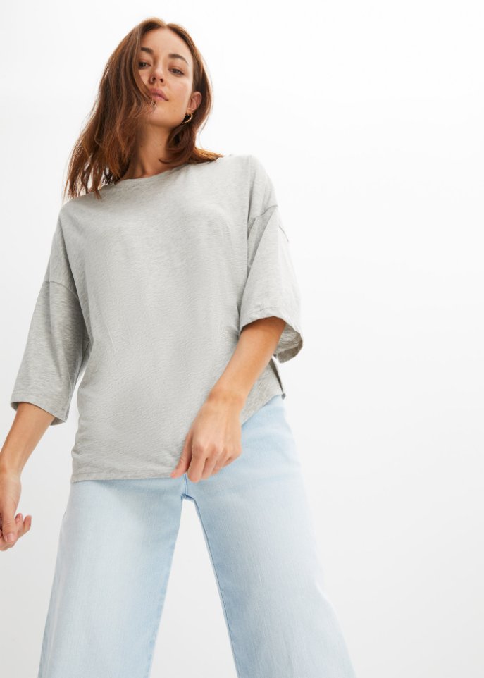 Baumwoll- Oversize-Shirt, halbarm