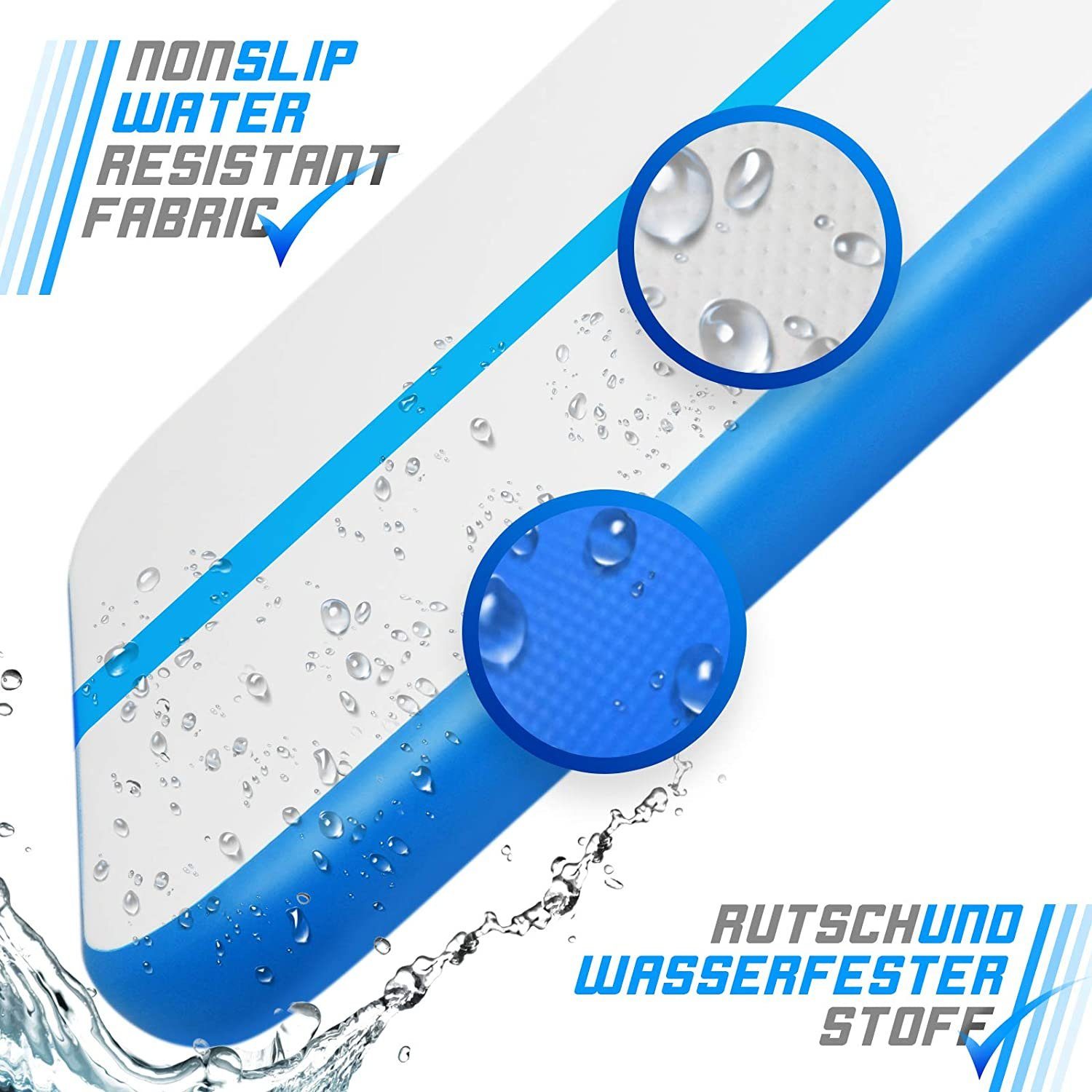 ELLUG Bodenturnmatte Airtrack/Tumbling/Gymnastik Matte Turnmatte, aufblasbar, L.: 3/4/5m H.: 10/20cm inkl. elektr. Pumpe/Tasche/Reperaturset