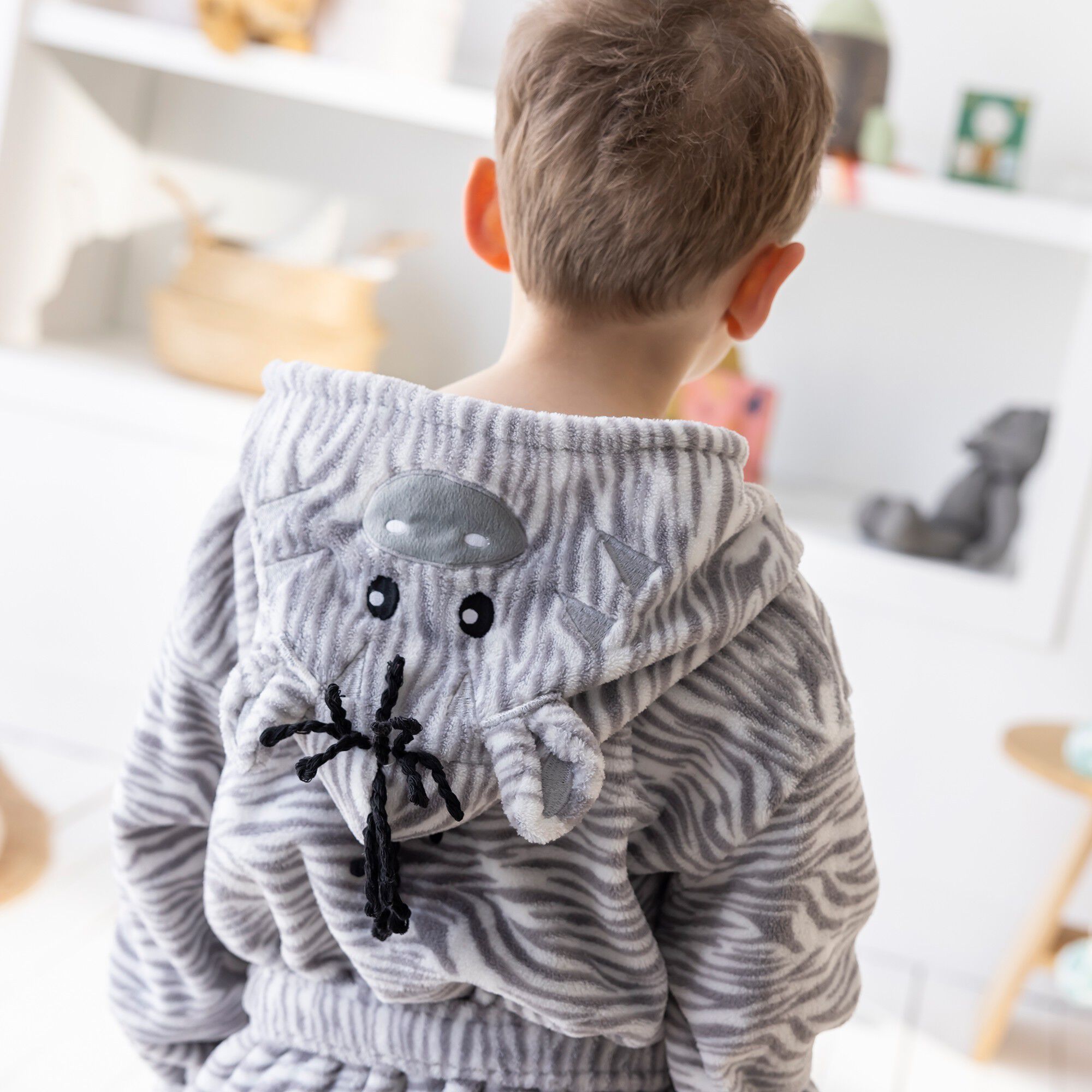 Peignoir de bain enfant à capuche zèbre personnalisable