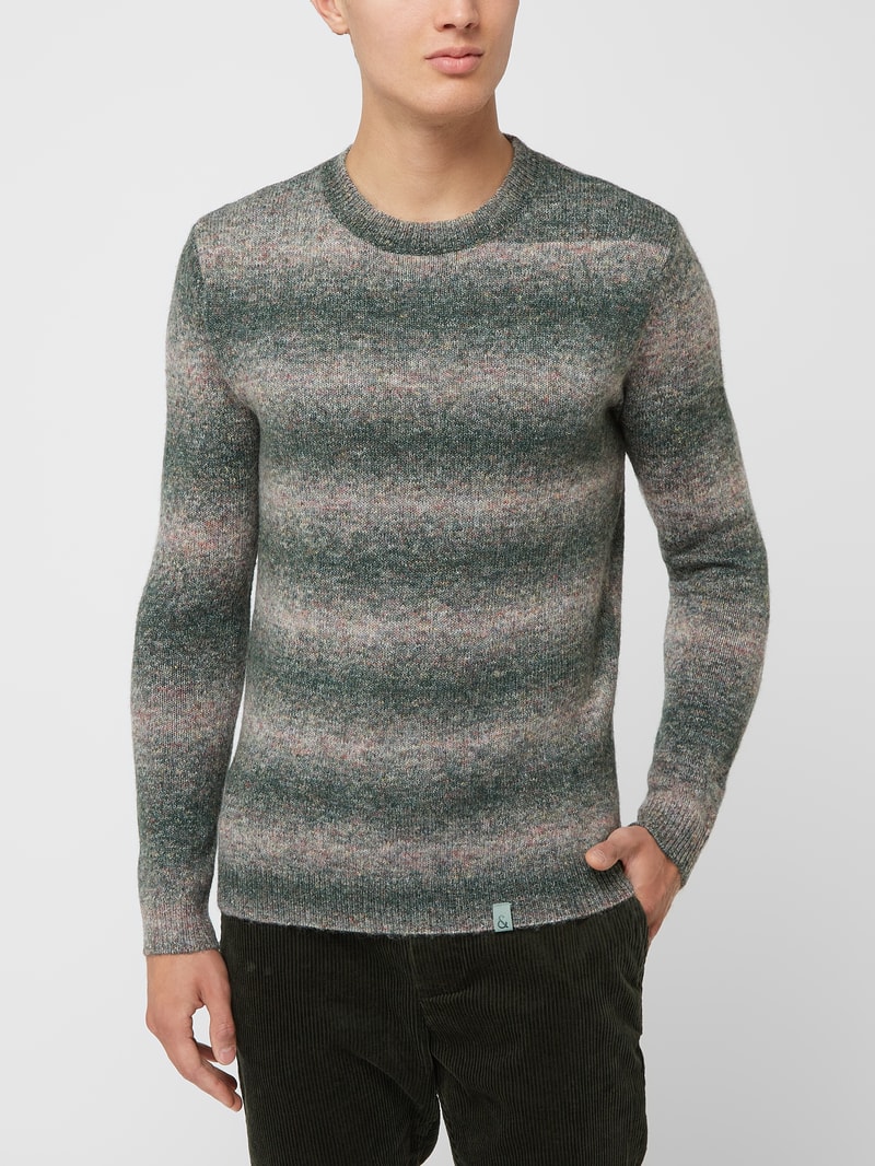 Pullover aus Wollmischung in olivgrün meliert