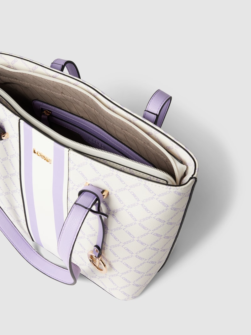 Shopper mit Label-Detail Modell 'Gioia' in ecru