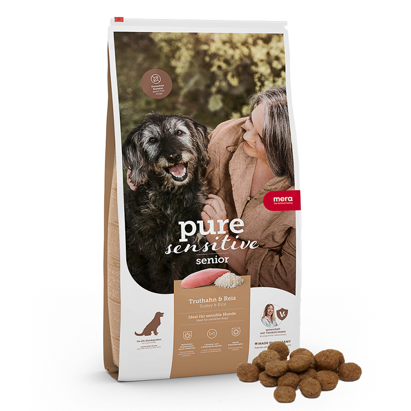 MERA Hundetrockenfutter MERA pure sensitive Senior Truthahn & Reis 12,5 kg