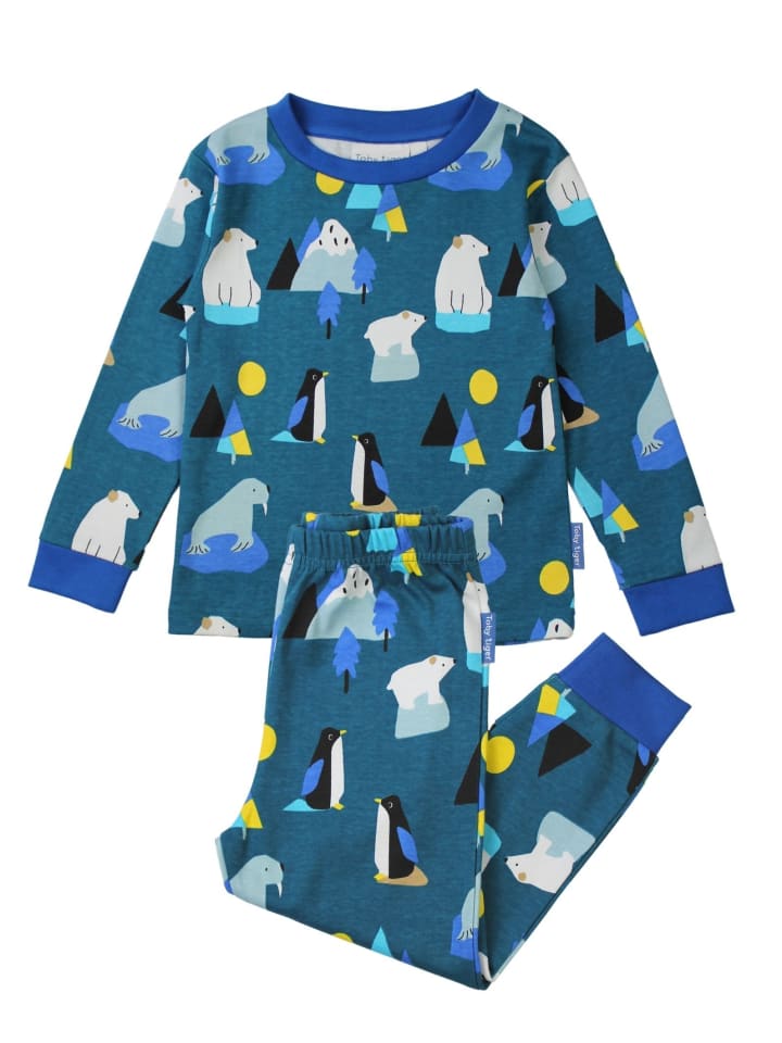 Toby Tiger Schlafanzug mit Arktis Print in blau günstig kaufen