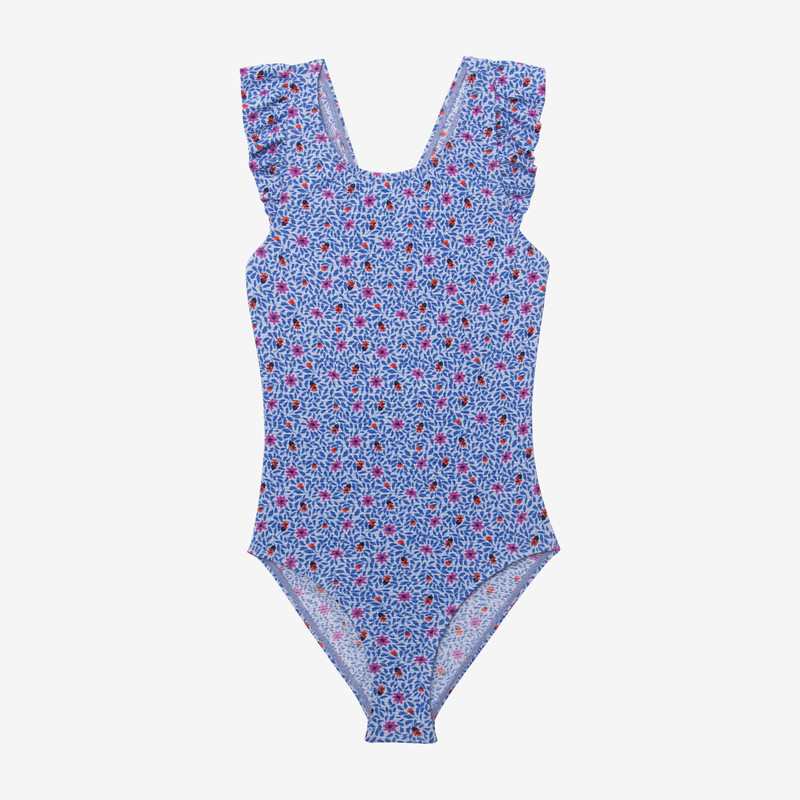 Maillot 1 pièce fille micro fleurs bleu Catimini