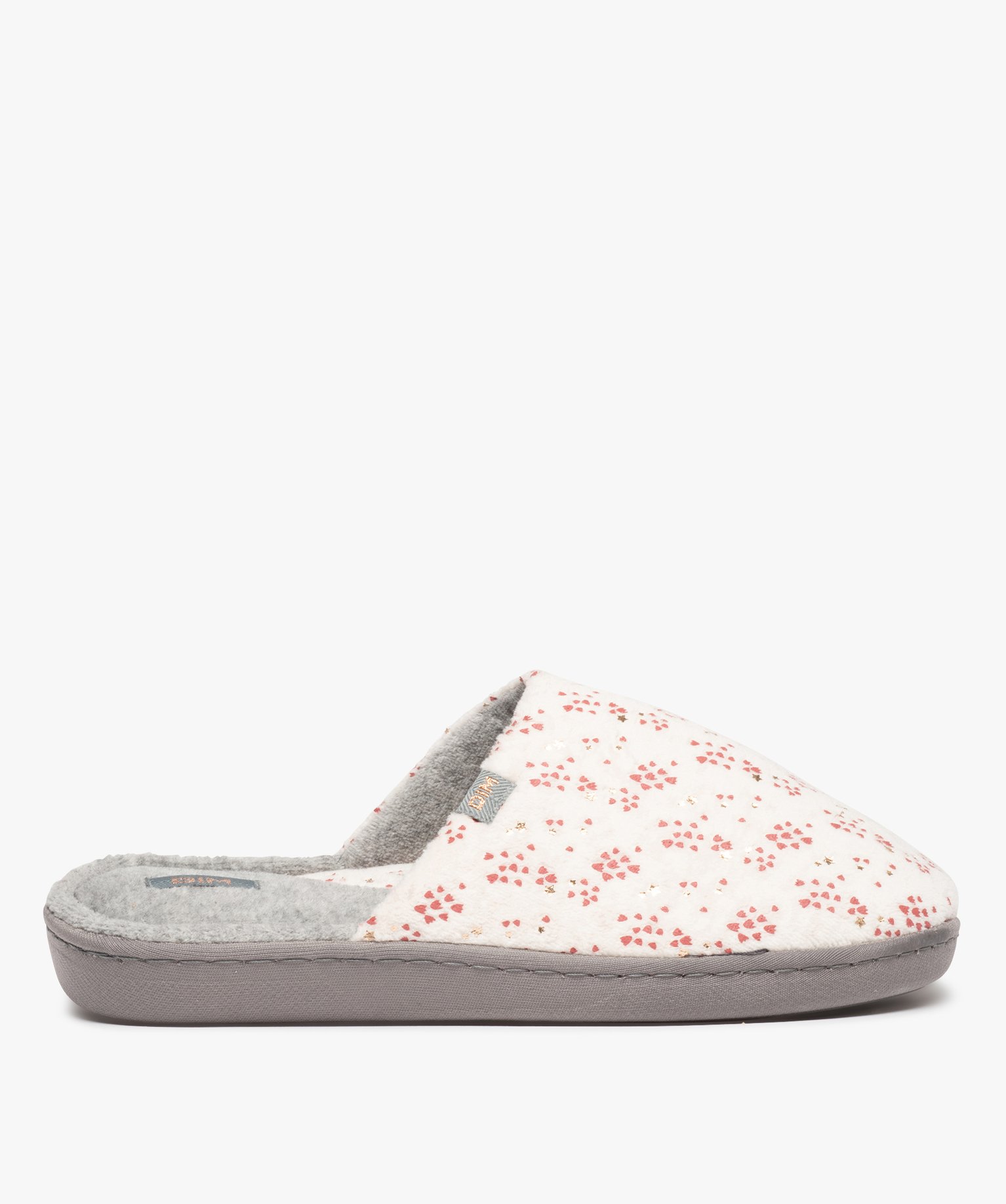 Chaussons femme mules plates en velours imprimé – Dim