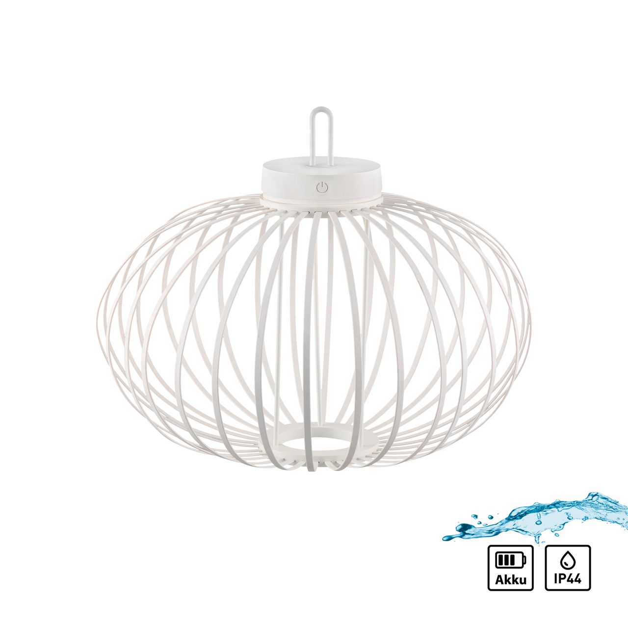 JUST LIGHT Akku Pendelleuchte AKUBA, 1x LED-Board/1,50Watt/2700Kelvin, IP44, Weiss