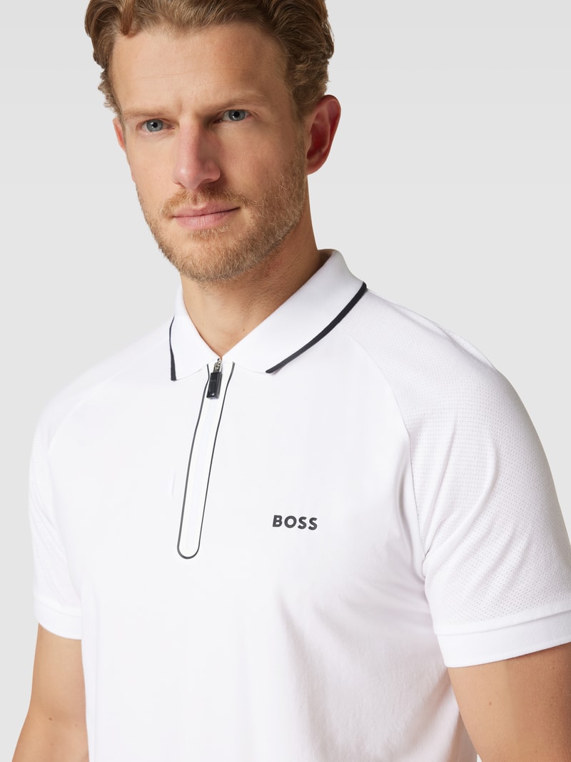 Poloshirt mit Reißverschluss in weiß