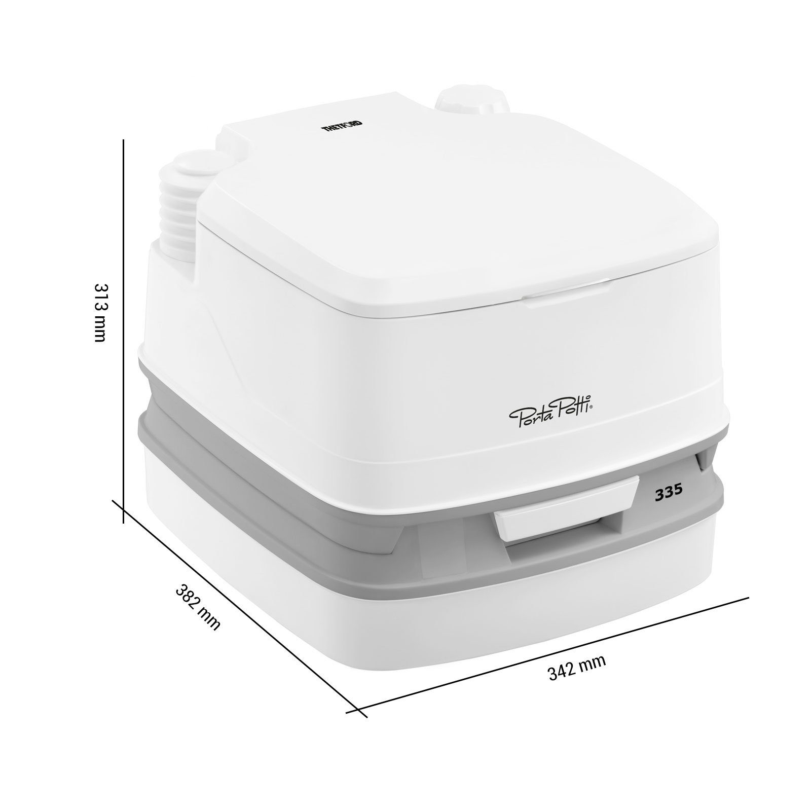 THETFORD Campingtoilette Thetford Porta Potti 335 10L Tank + Hold-Down-Kit