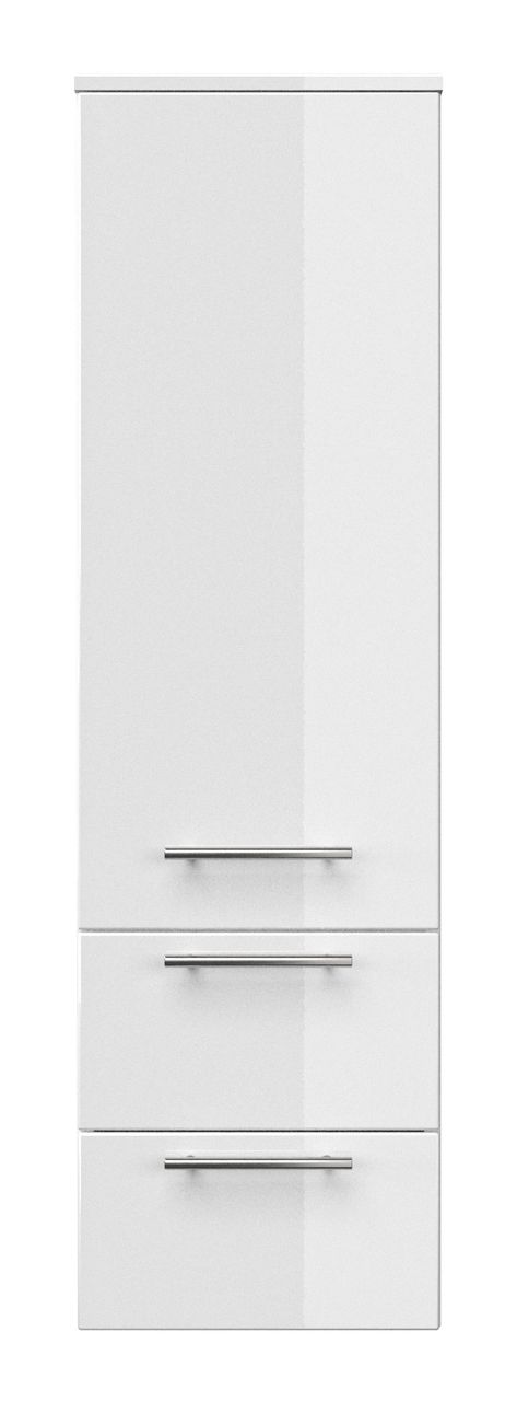 Posseik Hochschrank 120 cm weiss hochglanz mit Glaseinlagen