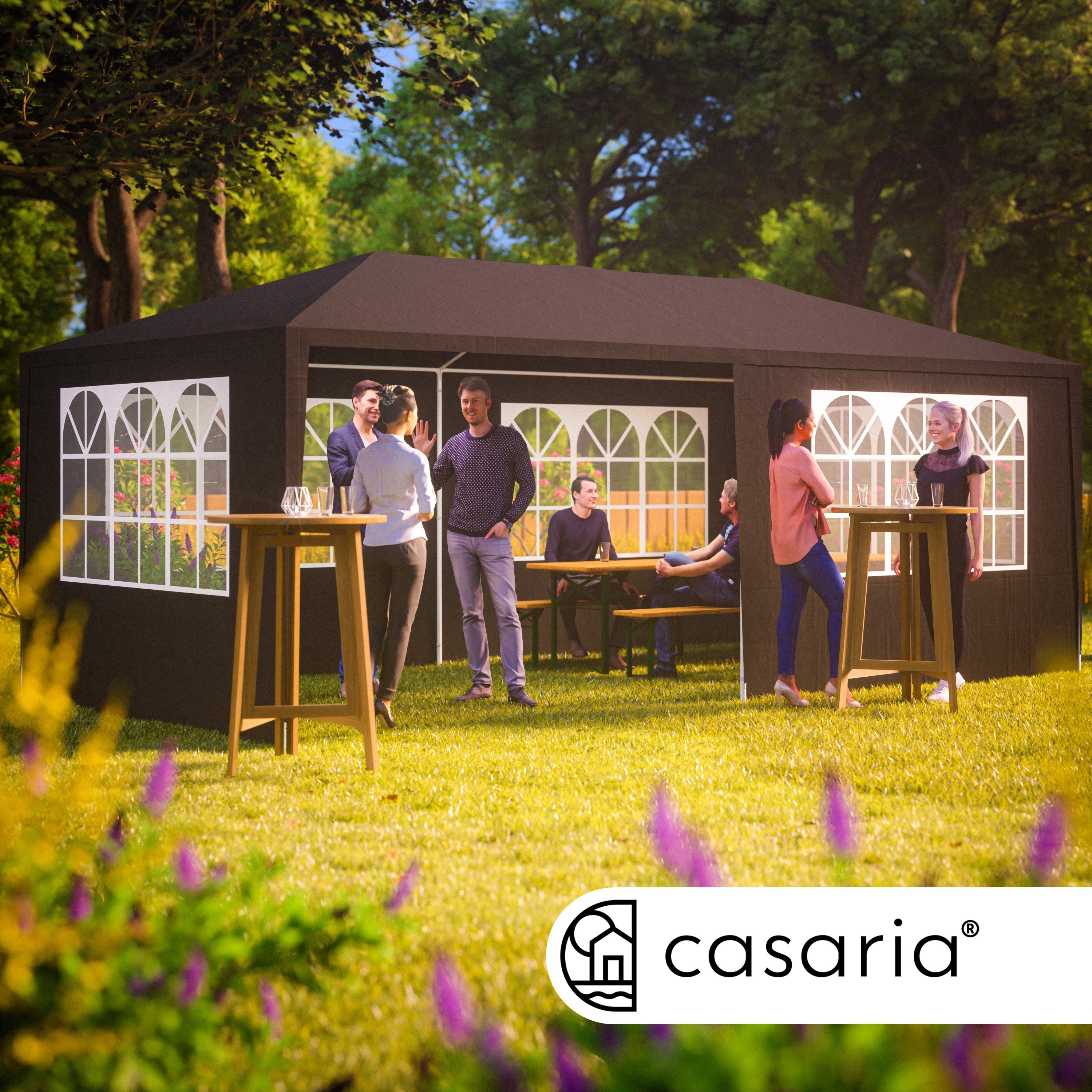 Casaria Partyzelt Rimini, anthrazit 3x6m UV-Schutz 18m² Wasserabweisend 6 Seitenteile Pavillon