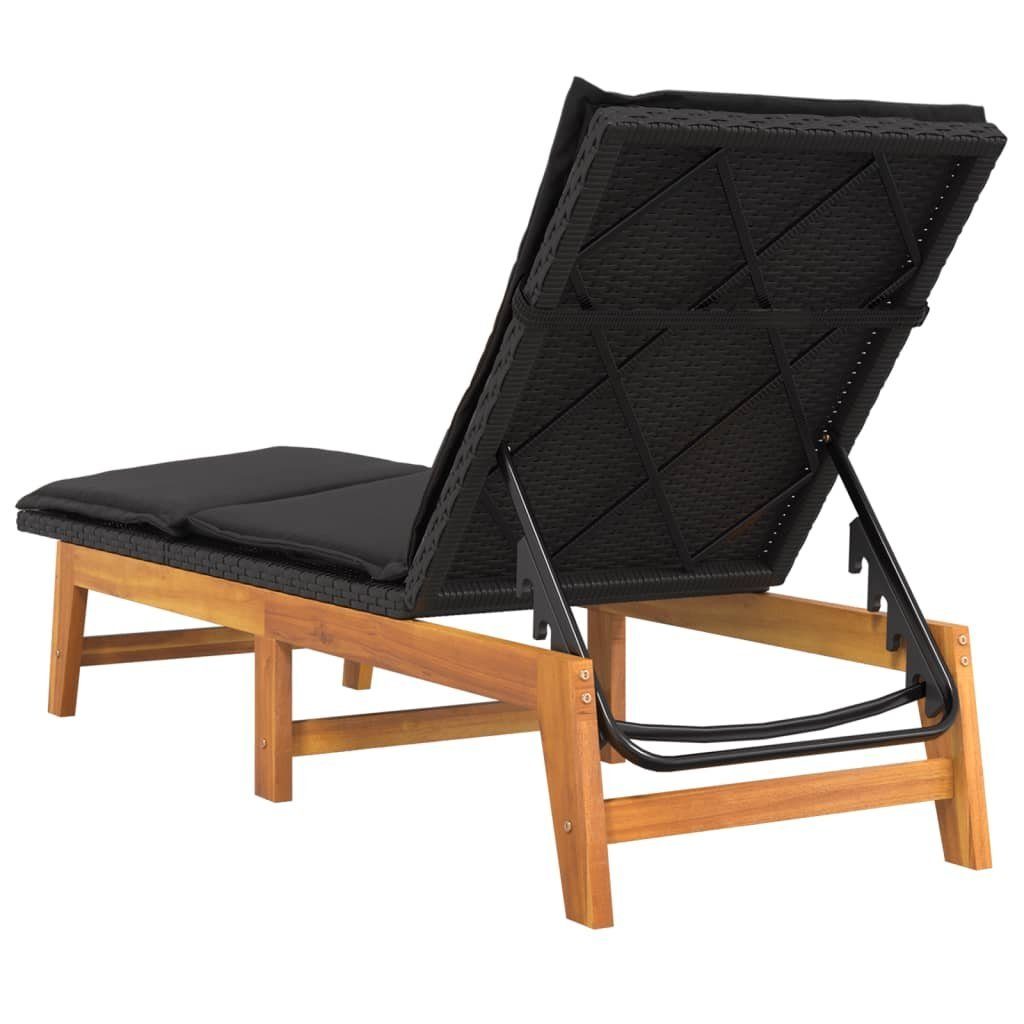 vidaXL Gartenliege Sonnenliege mit Tisch Poly Rattan und Massivholz Akazie, 1 St.