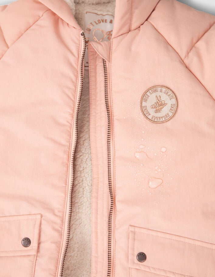 Doudoune rose avec zips côtés fille