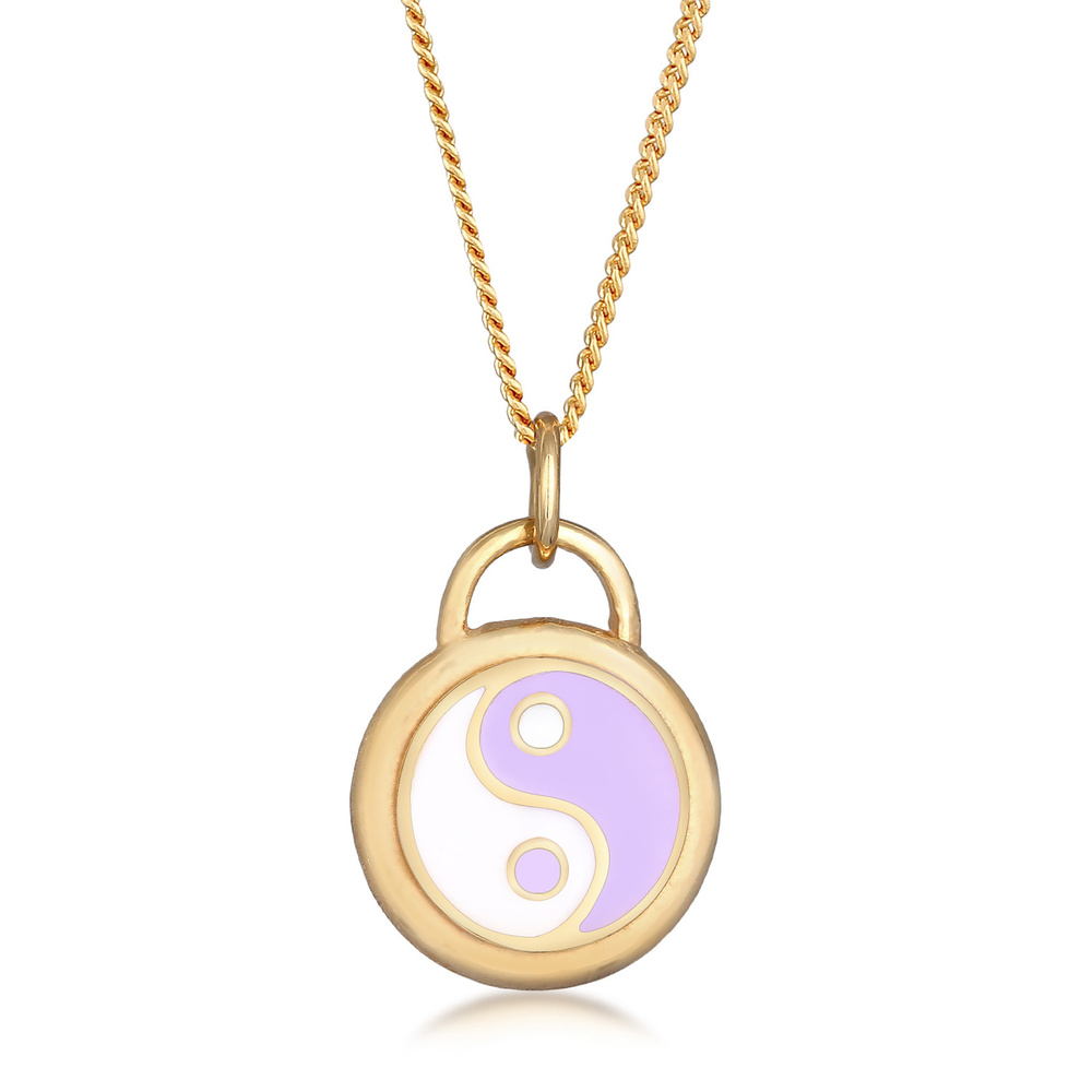 Elli Elli Collier Pendentif Femme Yin & Yang Symbole avec émail en argent sterling 925 Bijoux