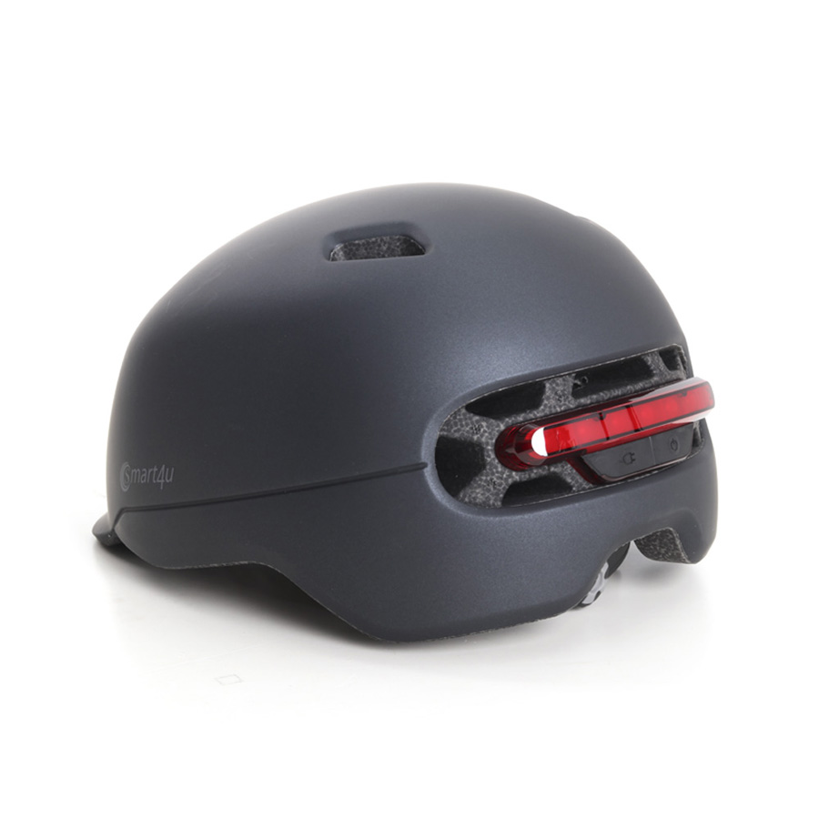 Fahrradhelm Smart4U mit LED-Licht, mattschwarz, Größe M - ATU