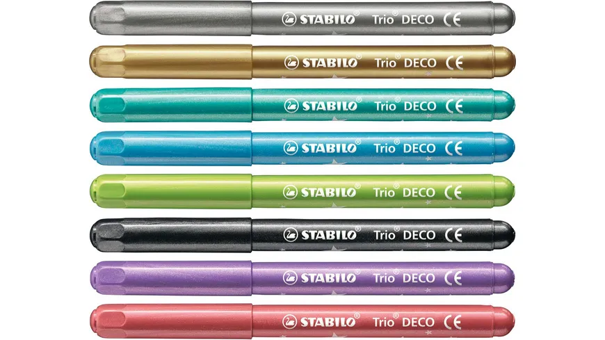 STABILO® Metallic-Filzstift mit robuster XL-Spitze - STABILO Trio DECO - 8er Pack - mit 8 verschiedenen Farben sortiert