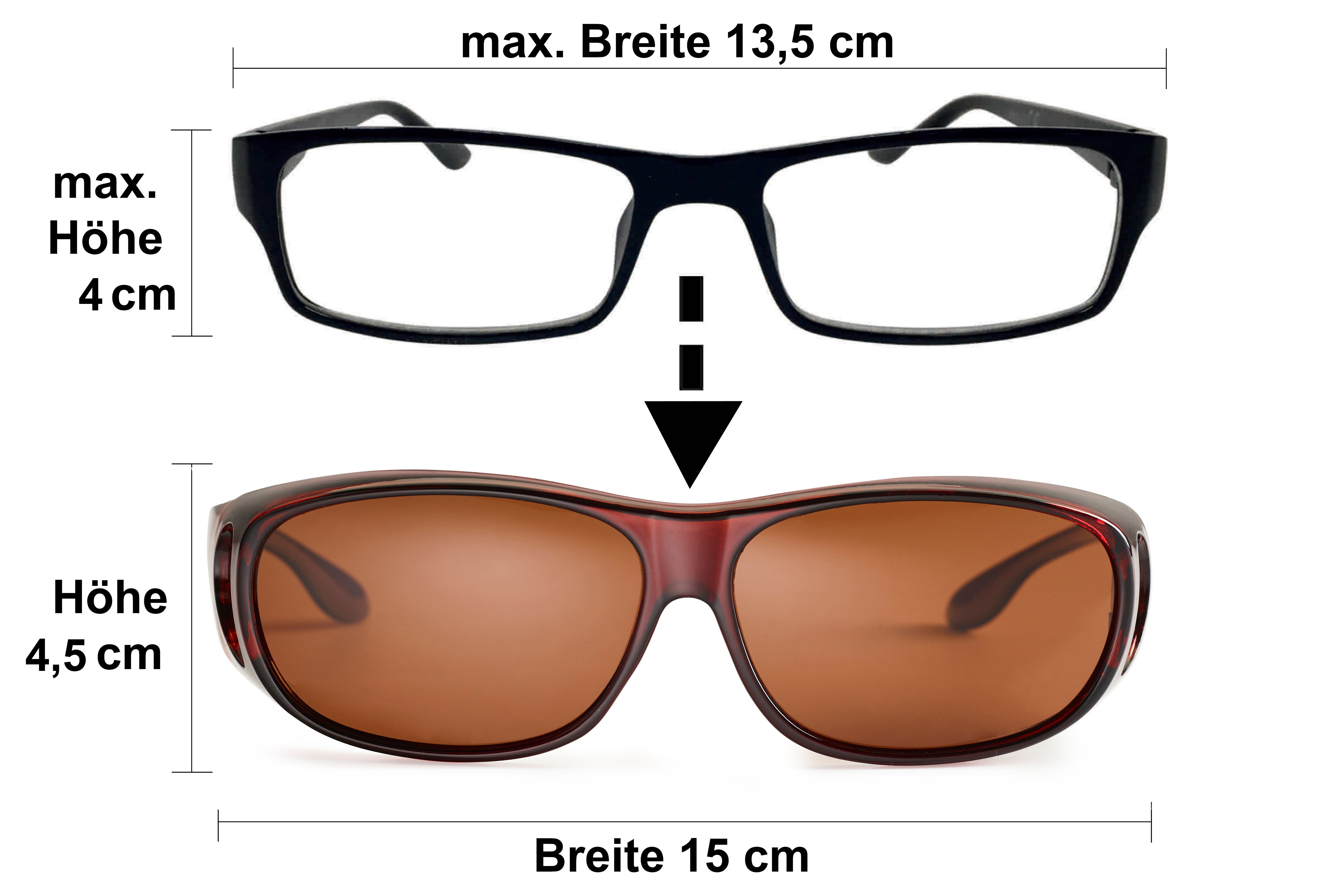 FALINGO Sonnenbrille Sonnenüberbrille Überzieh Sonnenbrille Überbrille Überziehbrille CLASSIC EDITION polarisiert UV 400