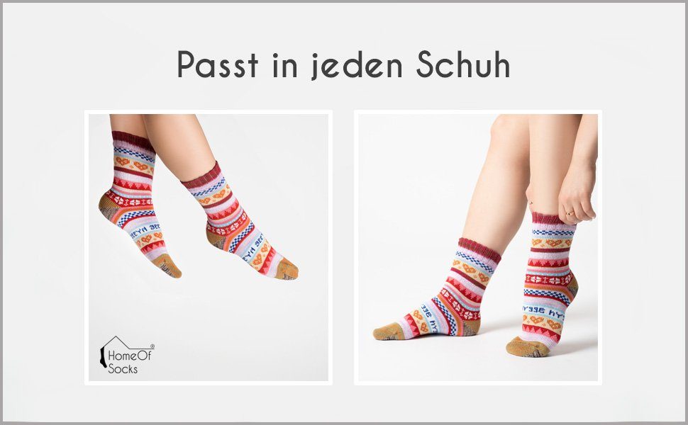 HomeOfSocks Socken Hygge Socken Für Herren Und Damen aus Baumwolle 3er Pack Baumwollsocken Mit Fröhlich Bunten Mustern Und Druckarmer Zehennaht
