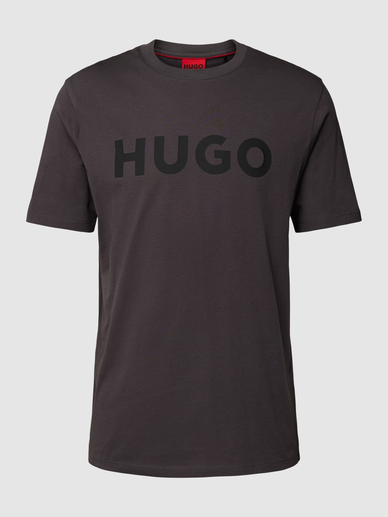 T-Shirt mit Label-Print Modell 'DULIVIO' in dunkelgrau