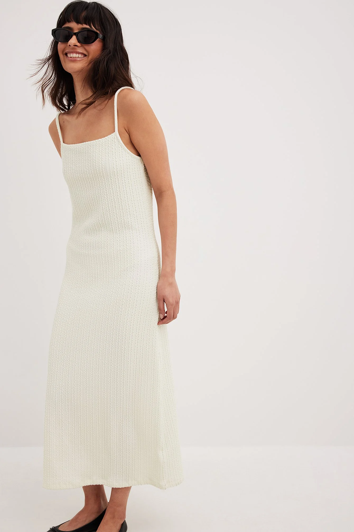 Strukturiertes Midikleid mit lockerer Passform