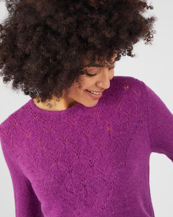 Pull maille ajourée mélange alpaga