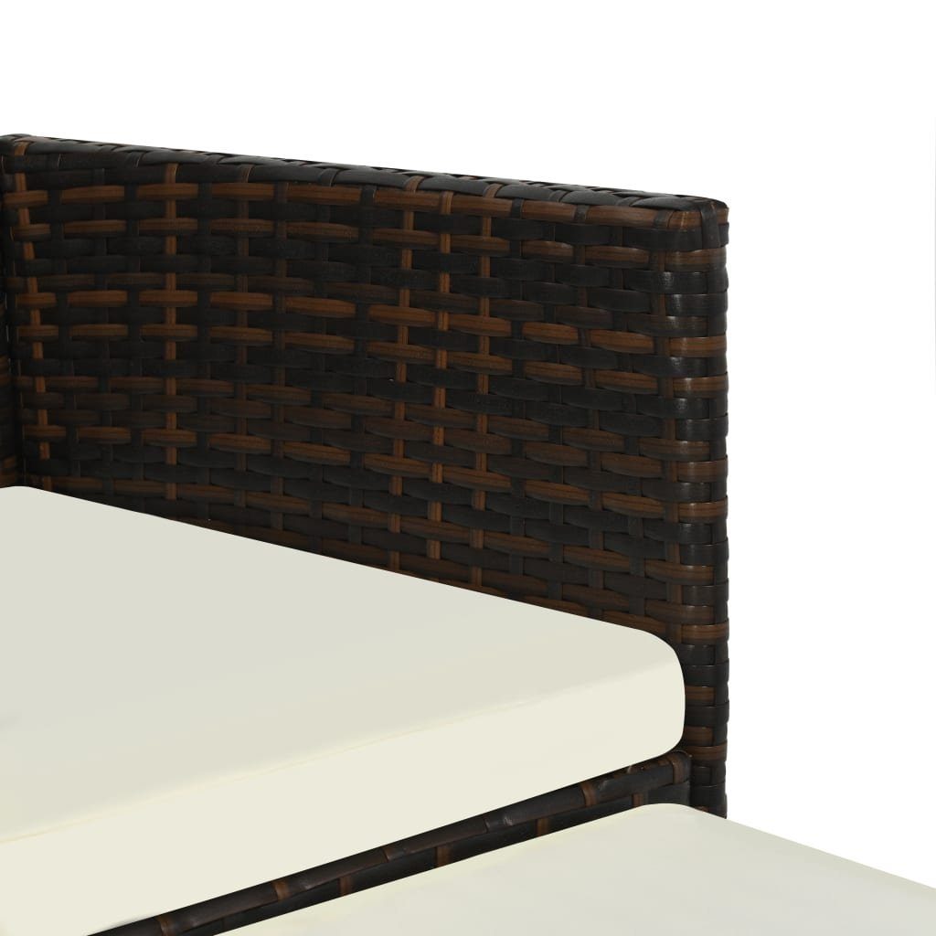 vidaXL Loungesofa 2-Sitzer-Gartensofa mit Tisch & Hocker Poly Rattan Braun, 1 Teile