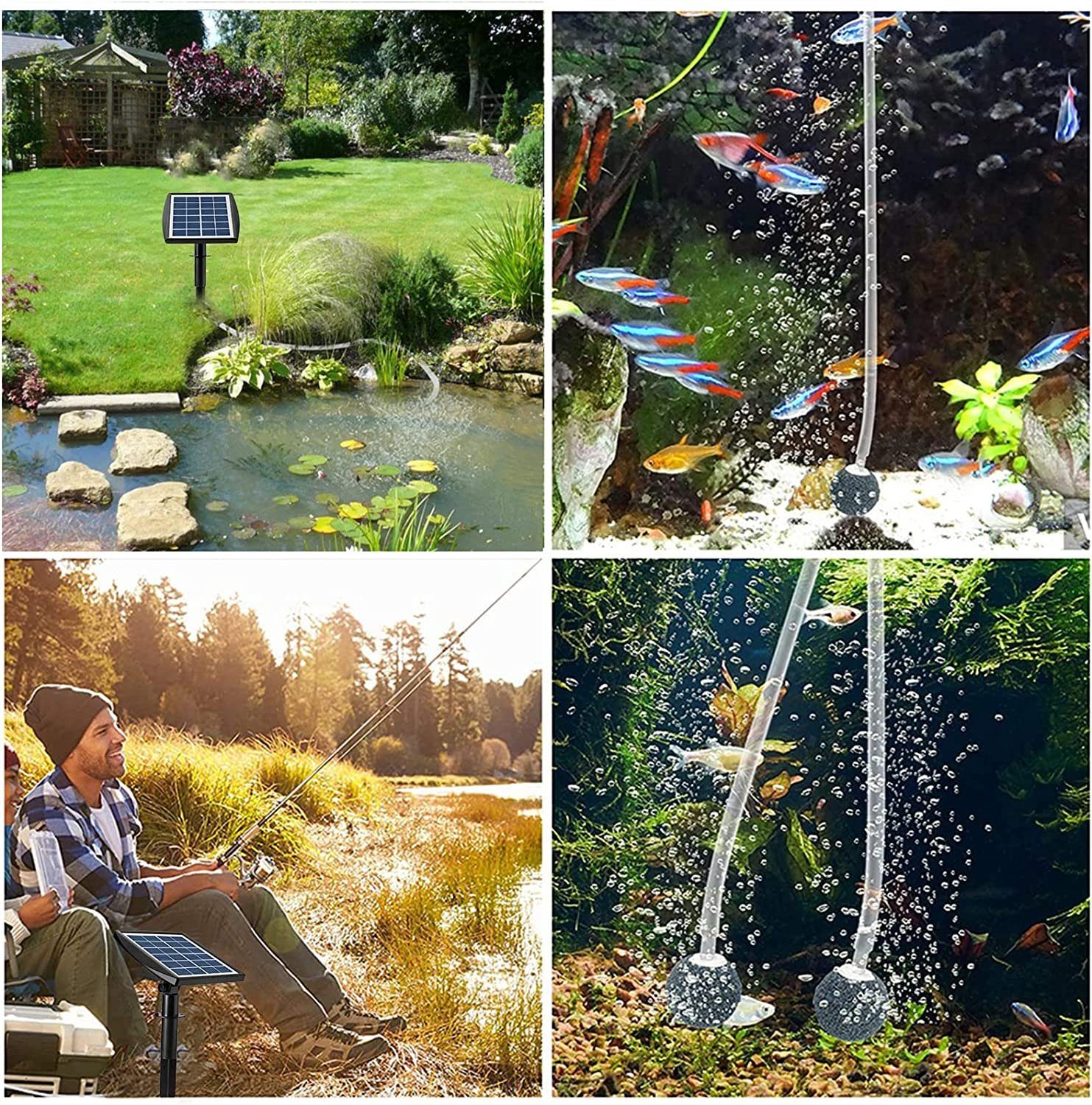 Dedom Solarpumpe Solar-Teichbelüfter, Solar-Sauerstoffpumpen, Springbrunnen-Luftpumpe, Sauerstoffpumpe für kleine Gartenteiche und Fischbecken